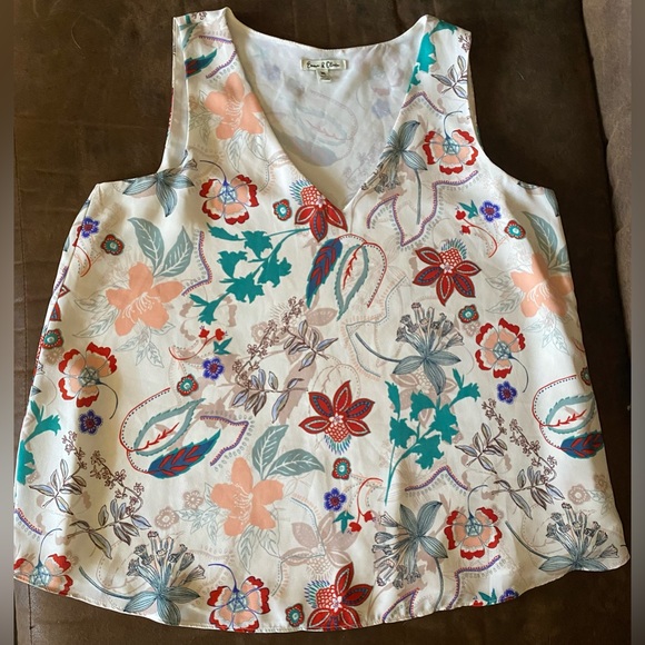 EUC Emma & Olivia Floral Lined V Neck Short Sleeve Swing Tank Size M - Picture 5 of 9